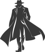 silhouette mysterious man in a cloak black color only vector