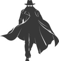 silhouette mysterious man in a cloak black color only vector