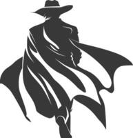 silhouette mysterious man in a cloak black color only vector