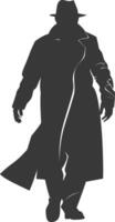 silhouette mysterious man in a cloak black color only vector