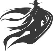 silhouette mysterious man in a cloak black color only vector