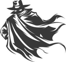 silhouette mysterious man in a cloak black color only vector