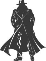 silhouette mysterious man in a cloak black color only vector