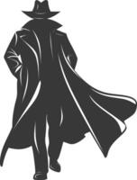 silhouette mysterious man in a cloak black color only vector