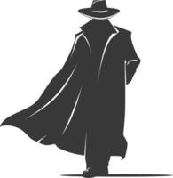 silhouette mysterious man in a cloak black color only vector