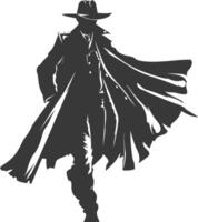 silhouette mysterious man in a cloak black color only vector