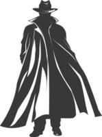 silhouette mysterious man in a cloak black color only vector