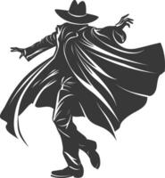 silhouette mysterious man in a cloak black color only vector