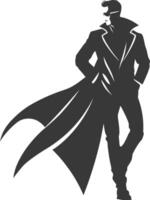 silhouette mysterious man in a cloak black color only vector