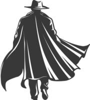 silhouette mysterious man in a cloak black color only vector