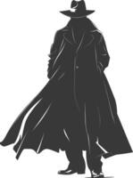 silhouette mysterious man in a cloak black color only vector