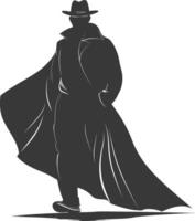 silhouette mysterious man in a cloak black color only vector