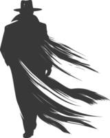 silhouette mysterious man in a cloak black color only vector