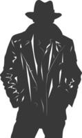 silhouette mysterious man in a cloak black color only vector