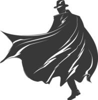 silhouette mysterious man in a cloak black color only vector