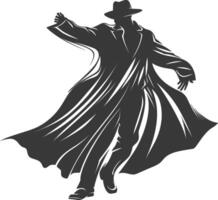 silhouette mysterious man in a cloak black color only vector