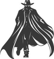 silhouette mysterious man in a cloak black color only vector