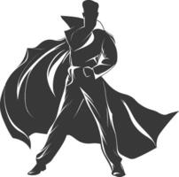 silhouette mysterious man in a cloak black color only vector