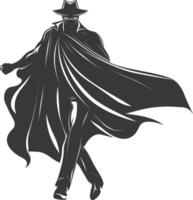 silhouette mysterious man in a cloak black color only vector