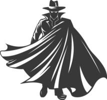 silhouette mysterious man in a cloak black color only vector