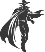 silueta misterioso hombre en un capa negro color solamente vector