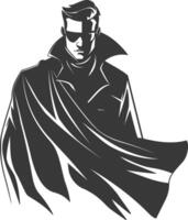 silhouette mysterious man in a cloak black color only vector