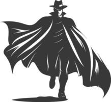 silhouette mysterious man in a cloak black color only vector