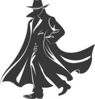 silhouette mysterious man in a cloak black color only vector