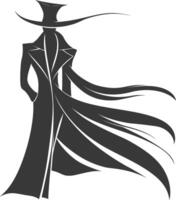 silhouette mysterious man in a cloak black color only vector