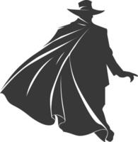 silhouette mysterious man in a cloak black color only vector