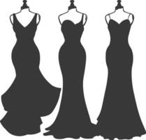 silhouette women dresses black color only vector