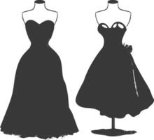 silhouette women dresses black color only vector