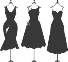 silhouette women dresses black color only vector