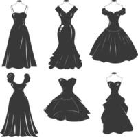 silhouette women dresses black color only vector