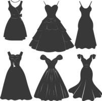 silueta mujer vestidos negro color solamente vector