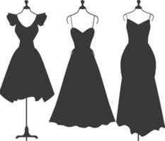 silueta mujer vestidos negro color solamente vector