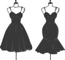 silhouette women dresses black color only vector