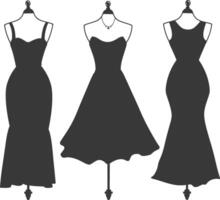 silhouette women dresses black color only vector