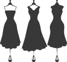 silueta mujer vestidos negro color solamente vector