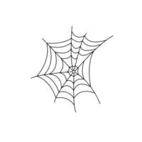 Spider web simple hand drawn outline illustration of doodle fancy Halloween scary decor elements, clipart perfect for Halloween party design, cartoon spooky character vector