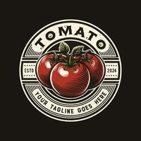 Clásico estilo Insignia tomate granja vector