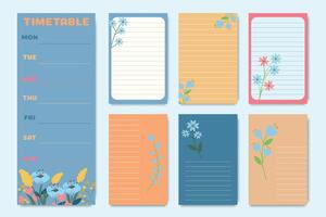 Schedule. Sample of a ready-made schedule for school and business. Daily planner template. Glider design decorated with abstract flowers. vector