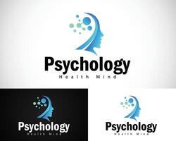 psicología logo creativo diseño concepto tecnología inteligente cerebro vector