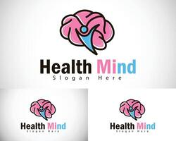 salud mente logo creativo cerebro diseño concepto inteligente personas éxito educación vector