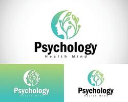 Psychology logo creative health mind mental smart nature leave design concept vector