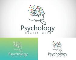 Psychology logo creative health mind mental smart nature leave design concept vector