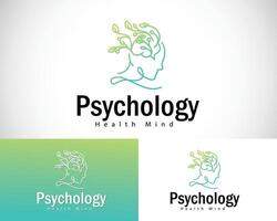 Psychology logo creative health mind mental smart nature leave design concept vector