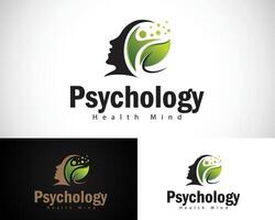 Psychology logo creative health mind mental smart nature leave design concept vector