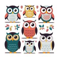 Cute cartoon owl funny animal. illustration. vector