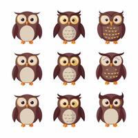 Cute cartoon owl funny animal. illustration. vector